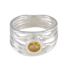 Citrine Solitaire Middle Eastern 92.5 Silver Yellow Gemstone Eye catching Rope Wire Band Jewelry