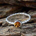 Citrine Solitaire Moroccan 925 Sterling Silver Yellow Gemstones Slim Feminine Ring Jewelry