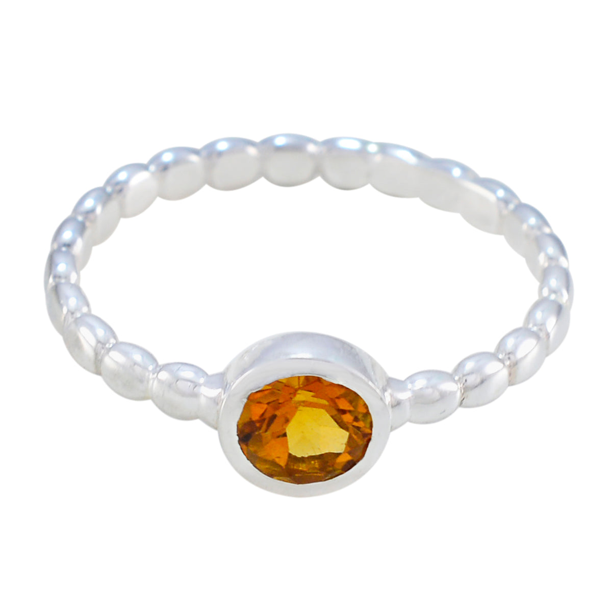 Citrine Solitaire Moroccan 925 Sterling Silver Yellow Gemstones Slim Feminine Ring Jewelry メイン画像