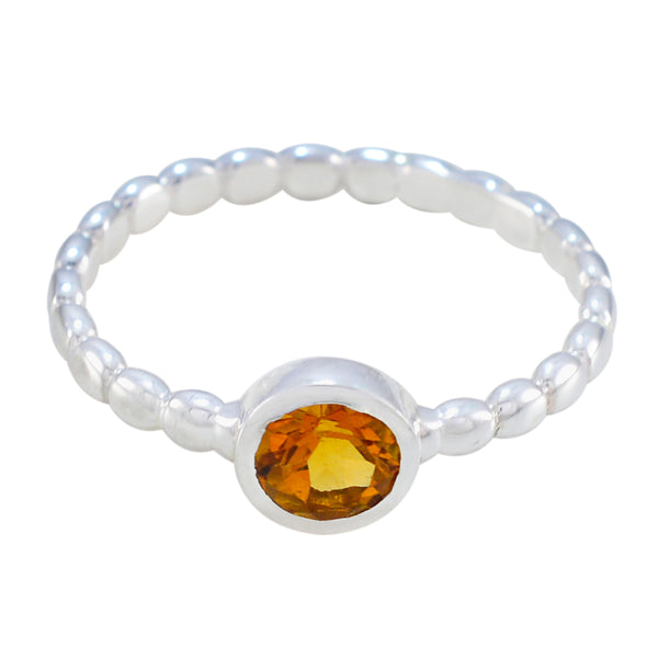 Citrine Solitaire Moroccan 925 Sterling Silver Yellow Gemstones Slim Feminine Ring Jewelry