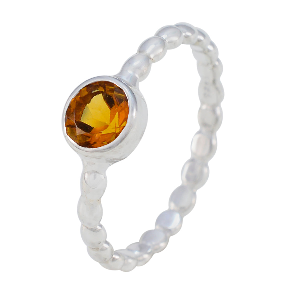 Citrine Solitaire Moroccan 925 Sterling Silver Yellow Gemstones Slim Feminine Ring Jewelry