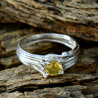 Citrine Solitaire Egyptian Sterling Silver Yellow Gemstones Classic Graceful Ring Jewelry