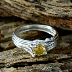 Citrine Solitaire Egyptian Sterling Silver Yellow Gemstones Classic Graceful Ring Jewelry