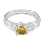 Citrine Solitaire Egyptian Sterling Silver Yellow Gemstones Classic Graceful Ring Jewelry