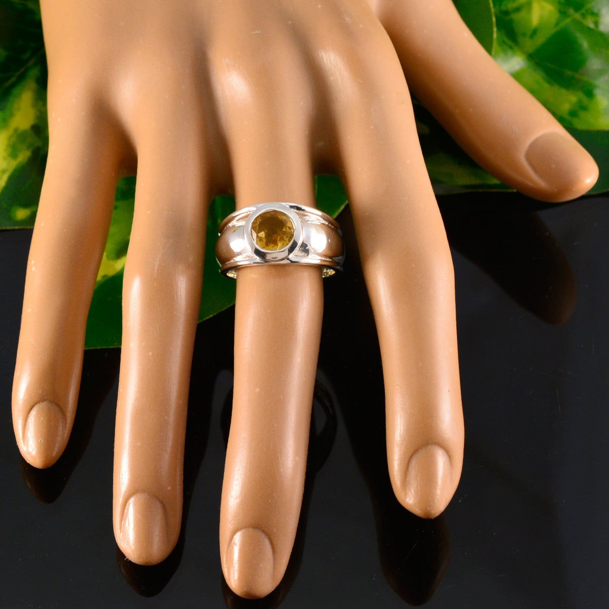 Citrine Solitaire German Silver Yellow Gemstones Classic Romantic Ring Jewellery