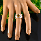 Citrine Solitaire German Silver Yellow Gemstones Classic Romantic Ring Jewellery
