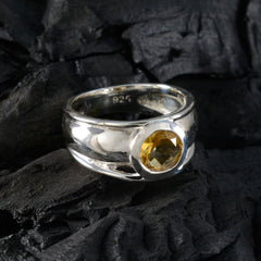 Citrine Solitaire German Silver Yellow Gemstones Classic Romantic Ring Jewellery
