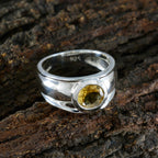 Citrine Solitaire German Silver Yellow Gemstones Classic Romantic Ring Jewellery