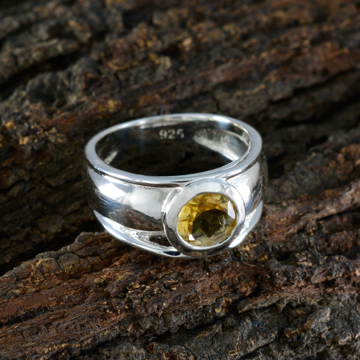 Citrine Solitaire German Silver Yellow Gemstones Classic Romantic Ring Jewellery