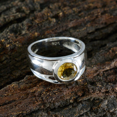 Citrine Solitaire German Silver Yellow Gemstones Classic Romantic Ring Jewellery