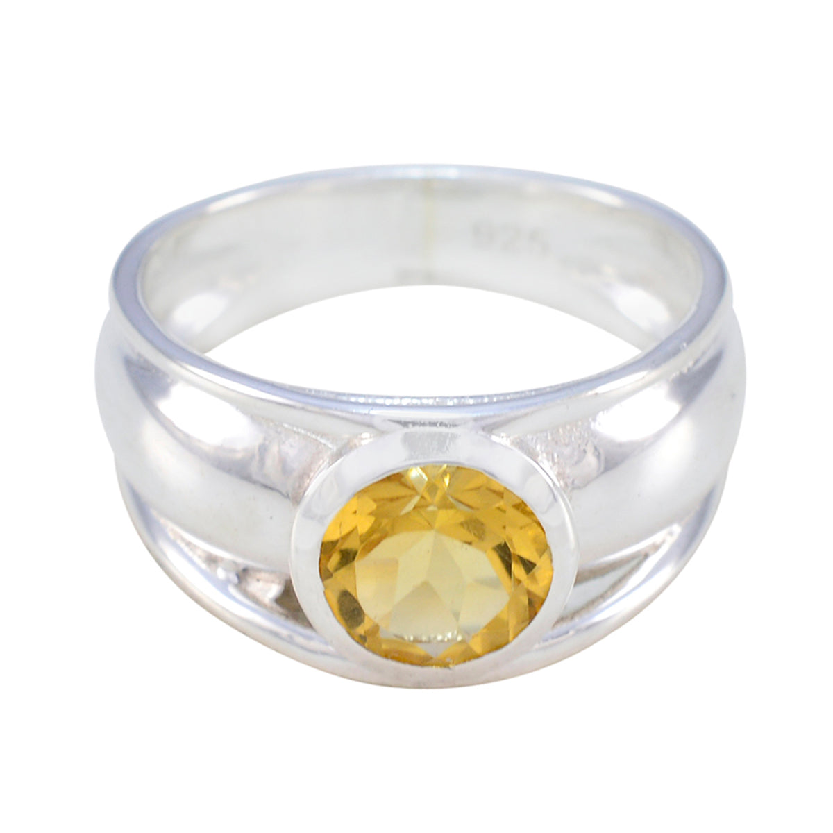Citrine Solitaire German Silver Yellow Gemstones Classic Romantic Ring Jewellery Imagen principal del producto