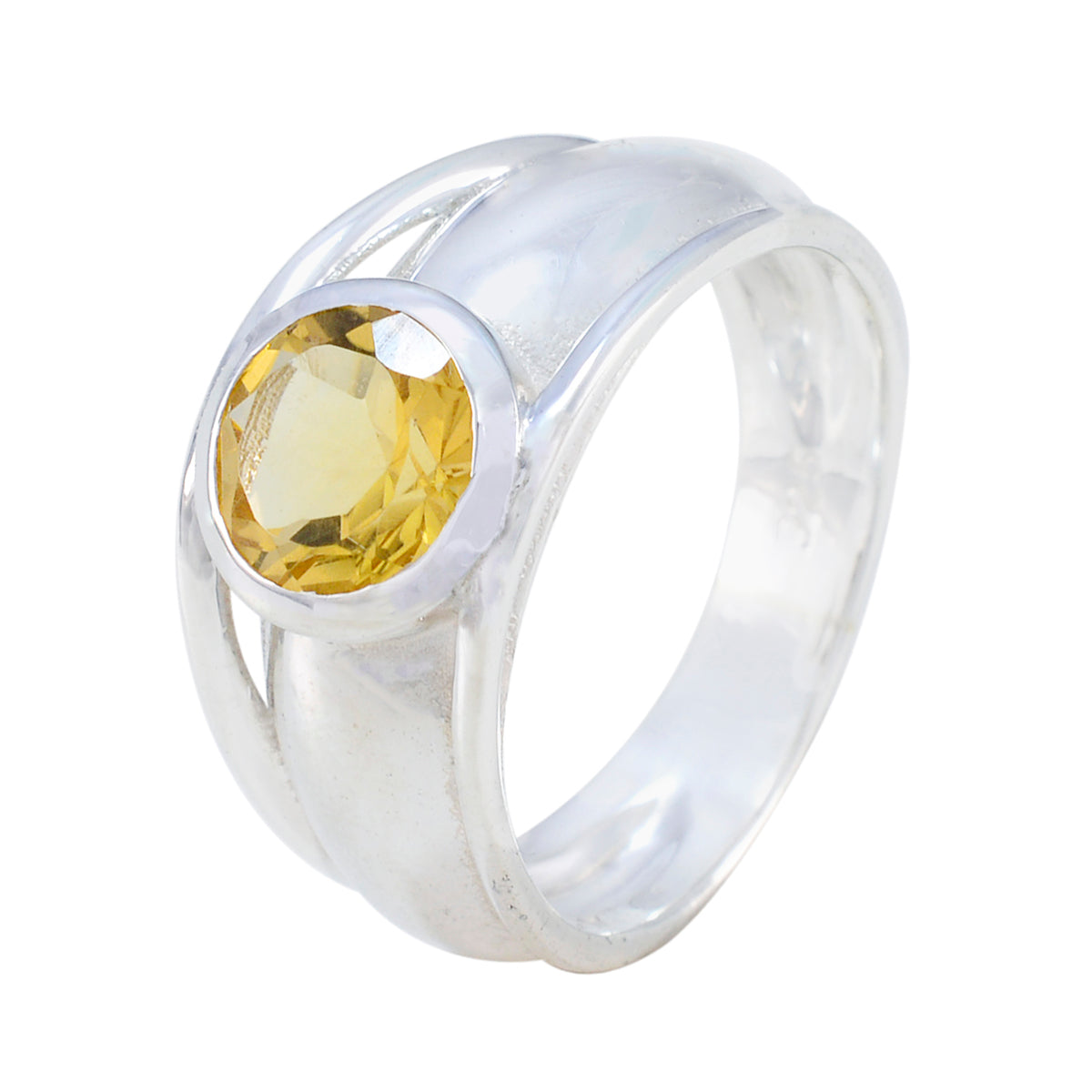 Anillo solitario de citrino con piedras preciosas amarillas en plata alemana, joyería romántica clásica Imagen secundaria del producto