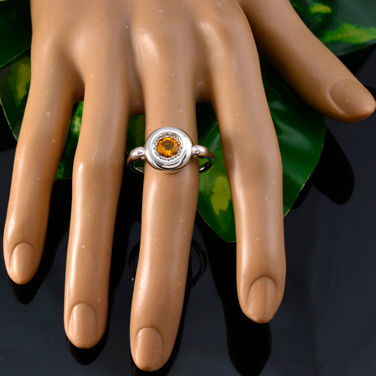 Citrine Solitaire Japanese Sterling Silver Yellow Gems Whisper thin Glamorous Ring Jewellery