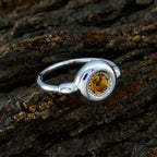 Citrine Solitaire Japanese Sterling Silver Yellow Gems Whisper thin Glamorous Ring Jewellery