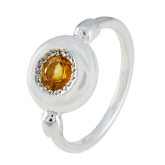 Citrine Solitaire Japanese Sterling Silver Yellow Gems Whisper thin Glamorous Ring Jewellery