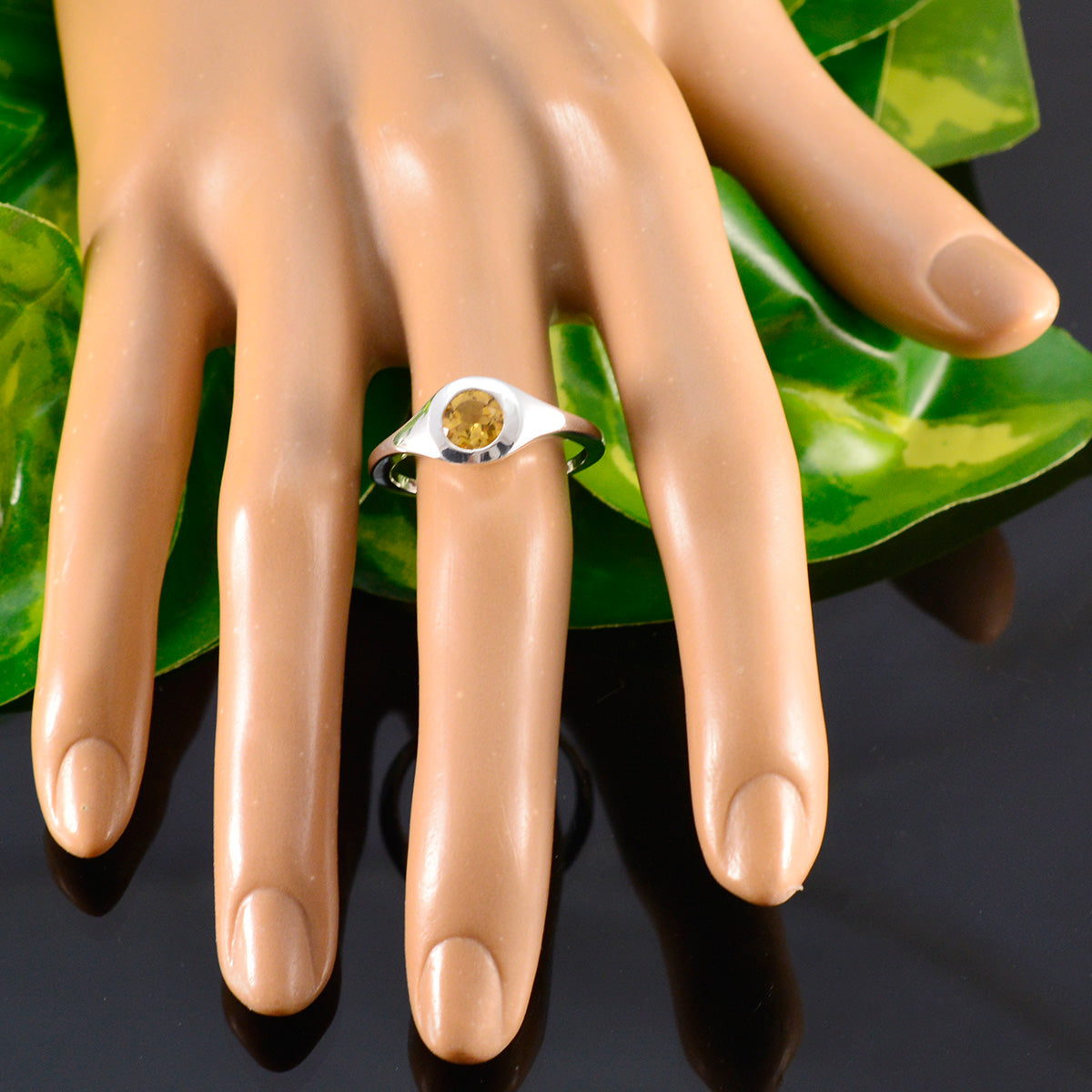 Citrine Solitaire Russian 92.5 Silver Yellow Gems Featherlight Luxurious Ring Jewellery