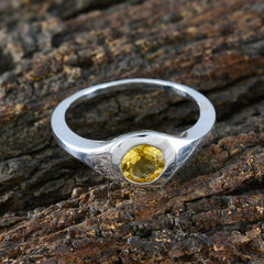 Citrine Solitaire Russian 92.5 Silver Yellow Gems Featherlight Luxurious Ring Jewellery