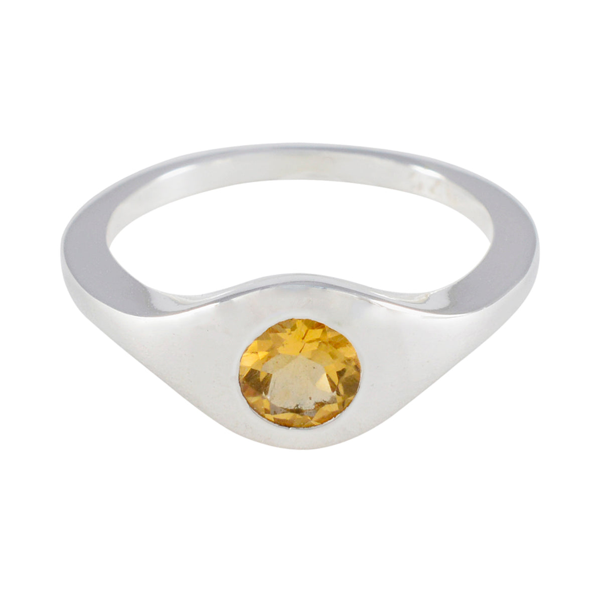 Citrine Solitaire Russian 92.5 Silver Yellow Gems Featherlight Luxurious Ring Jewellery メイン画像