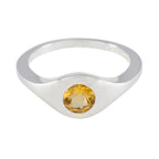 Citrine Solitaire Russian 92.5 Silver Yellow Gems Featherlight Luxurious Ring Jewellery