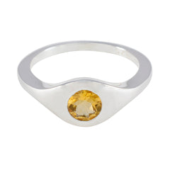 Citrine Solitaire Russian 92.5 Silver Yellow Gems Featherlight Luxurious Ring Jewellery