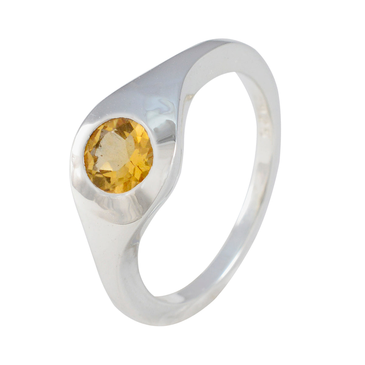 Citrine Solitaire Russian 92.5 Silver Yellow Gems Featherlight Luxurious Ring Jewellery
