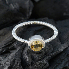 Citrine Solitaire Japanese 925 Silver Yellow Gemstone Delicate Romantic Ring Jewelry