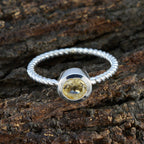 Citrine Solitaire Japanese 925 Silver Yellow Gemstone Delicate Romantic Ring Jewelry