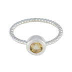 Citrine Solitaire Japanese 925 Silver Yellow Gemstone Delicate Romantic Ring Jewelry