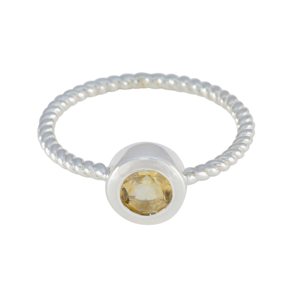 Citrine Solitaire Japanese 925 Silver Yellow Gemstone Delicate Romantic Ring Jewelry