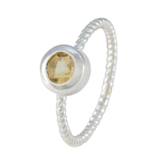 Citrine Solitaire Japanese 925 Silver Yellow Gemstone Delicate Romantic Ring Jewelry