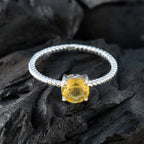 Citrine Solitaire Turkish Silver Yellow Gemstones Delicate Twist Ring Jewellery