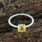 Citrine Solitaire Turkish Silver Yellow Gemstones Delicate Twist Ring Jewellery