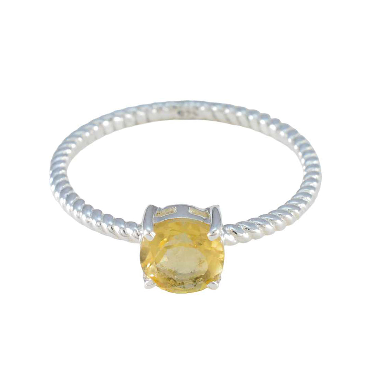 Citrine Solitaire Turkish Silver Yellow Gemstones Delicate Twist Ring Jewellery