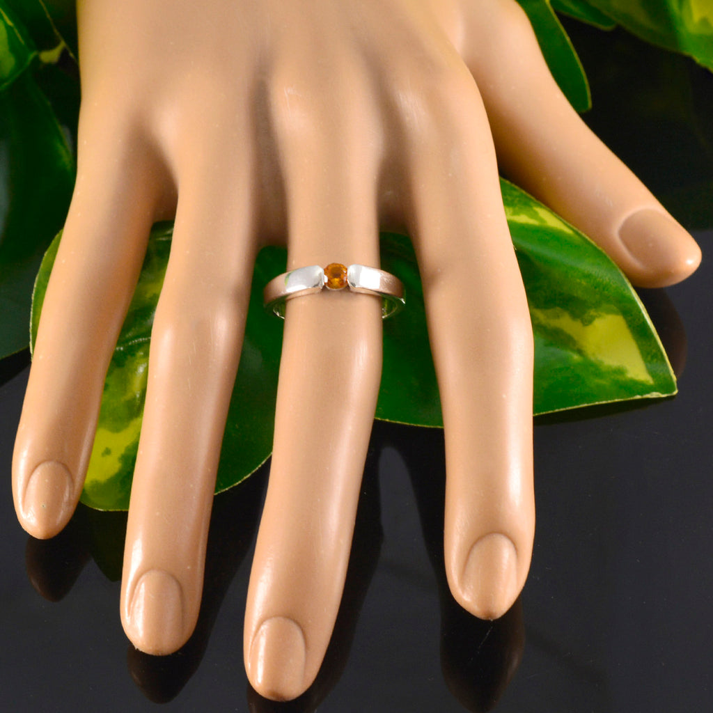 Citrine Solitaire African Sterling Silver Yellow Gemstone Slim Fairytale Ring Jewellery