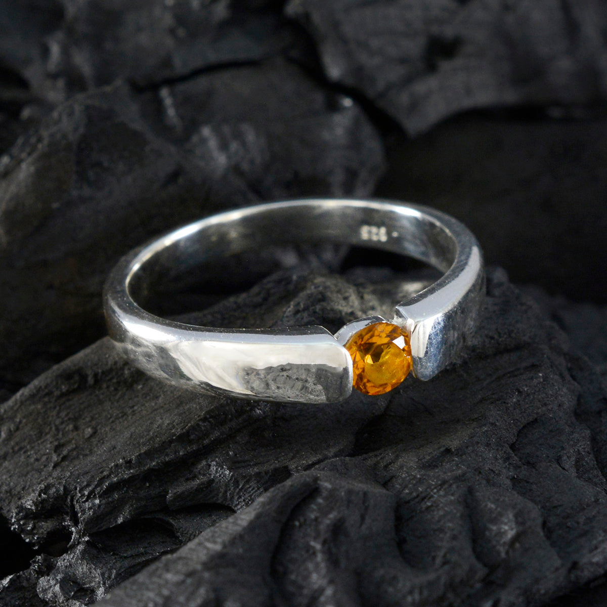 Citrine Solitaire African Sterling Silver Yellow Gemstone Slim Fairytale Ring Jewellery