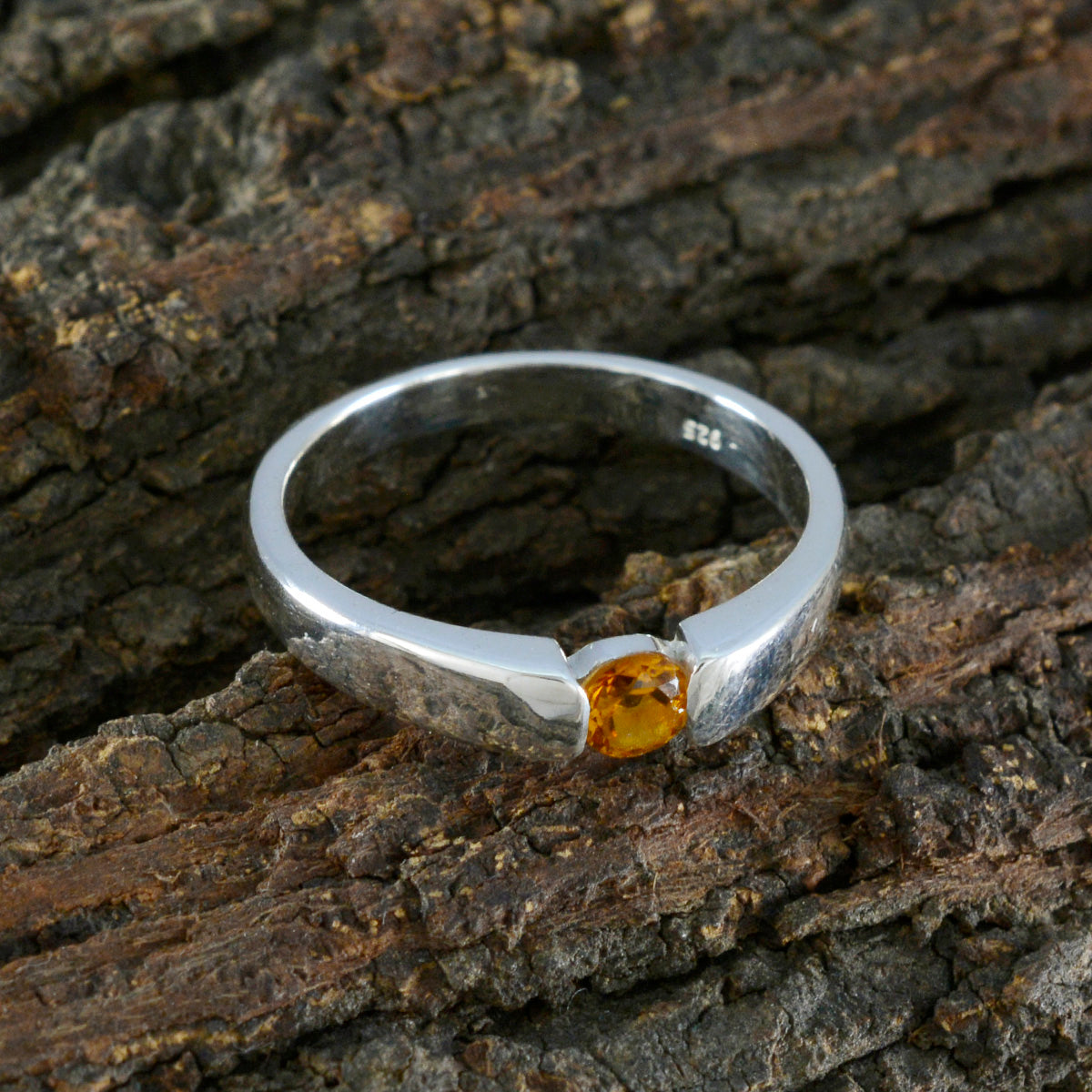 Citrine Solitaire African Sterling Silver Yellow Gemstone Slim Fairytale Ring Jewellery