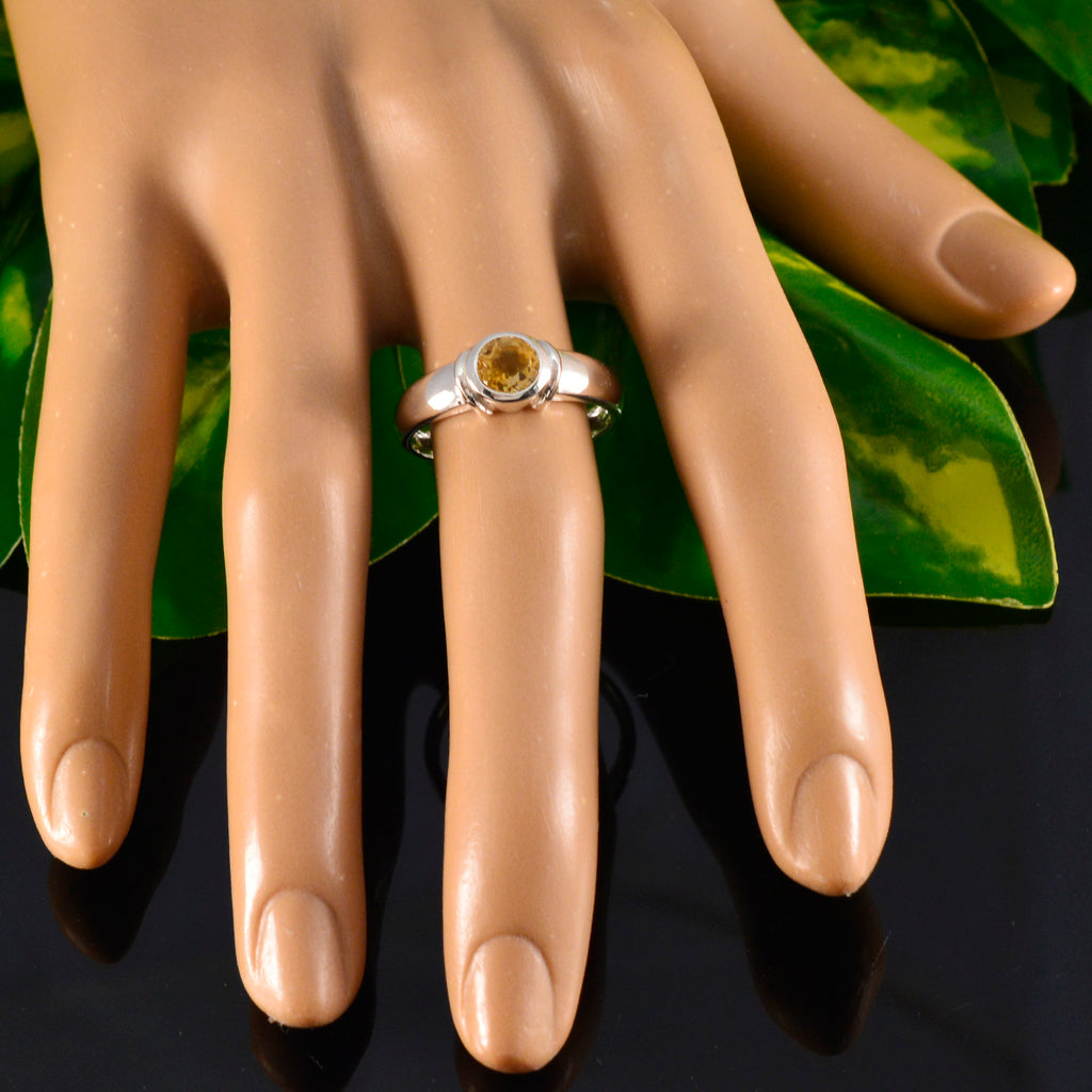 Citrine Solitaire German 92.5 Silver Yellow Gemstone Featherlight Luxurious Ring Jewellery