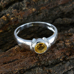 Citrine Solitaire German 92.5 Silver Yellow Gemstone Featherlight Luxurious Ring Jewellery