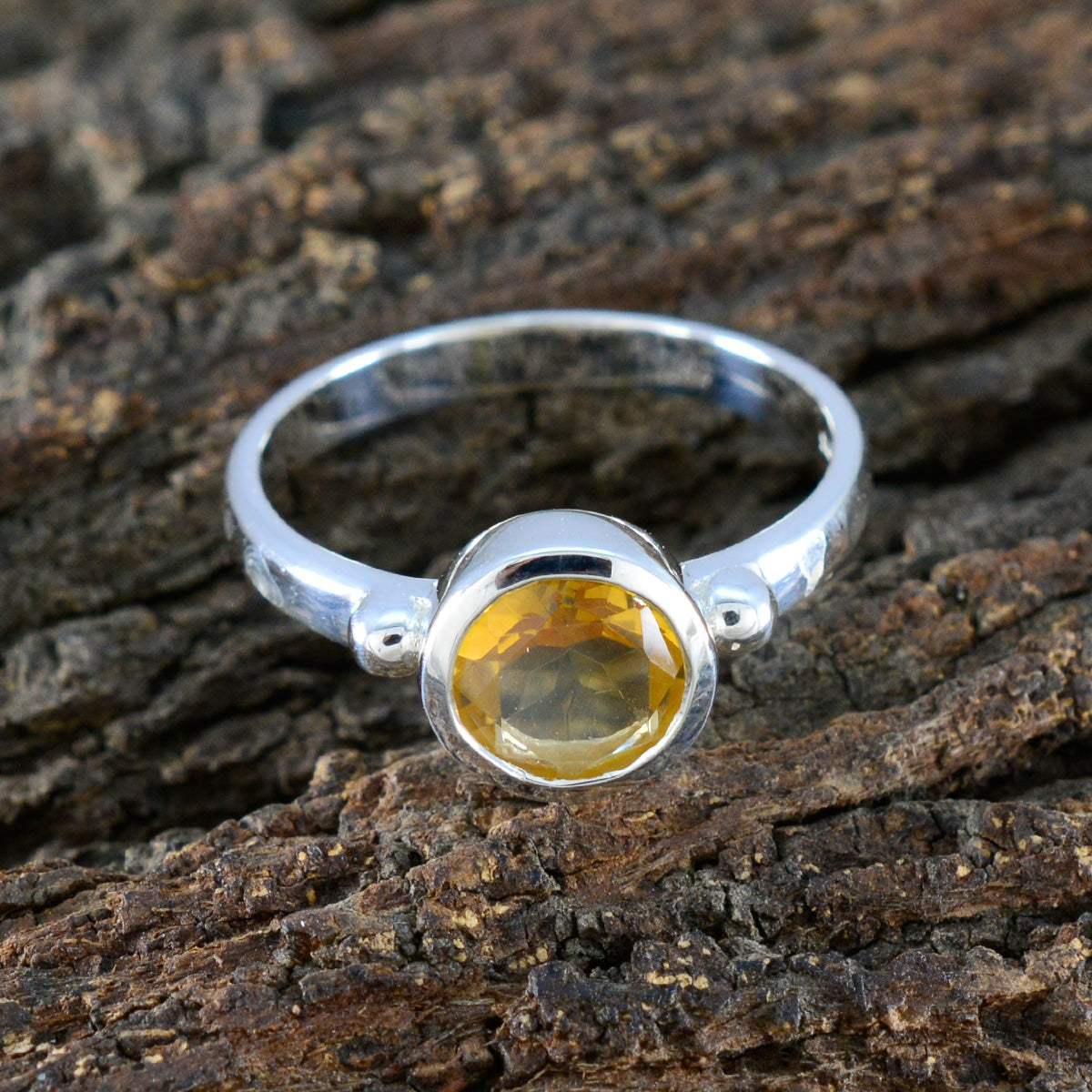 Citrine Solitaire Moroccan 925 Sterling Silver Yellow Gems Slim Luxurious Ring Jewelry