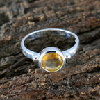 Citrine Solitaire Moroccan 925 Sterling Silver Yellow Gems Slim Luxurious Ring Jewelry