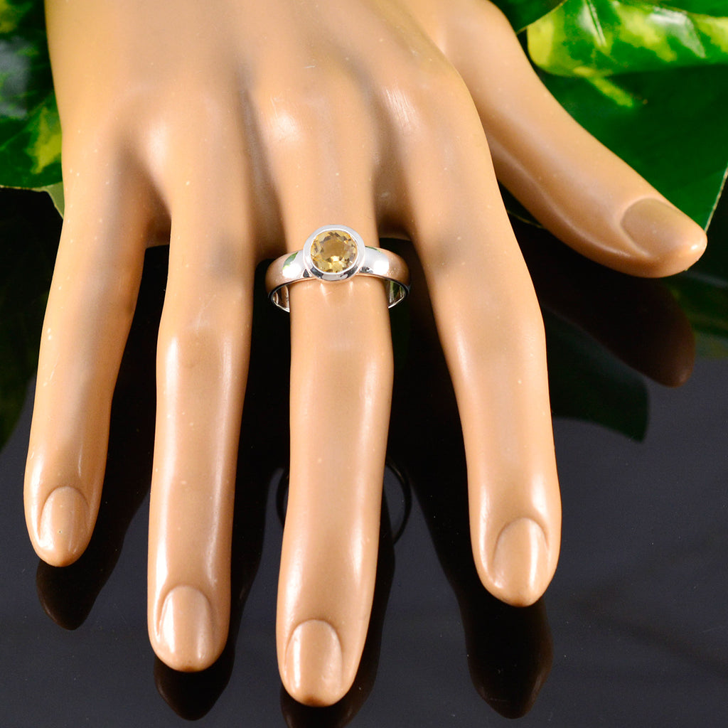 Citrine Solitaire Moroccan 925 Silver Yellow Gems Tiny Romantic Ring Jewellery