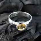 Citrine Solitaire Moroccan 925 Silver Yellow Gems Tiny Romantic Ring Jewellery