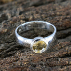 Citrine Solitaire Moroccan 925 Silver Yellow Gems Tiny Romantic Ring Jewellery