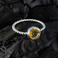 Citrine Solitaire Japanese Silver Yellow Gemstones Delicate Twist Ring Jewellery