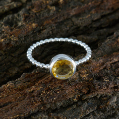 Citrine Solitaire Japanese Silver Yellow Gemstones Delicate Twist Ring Jewellery