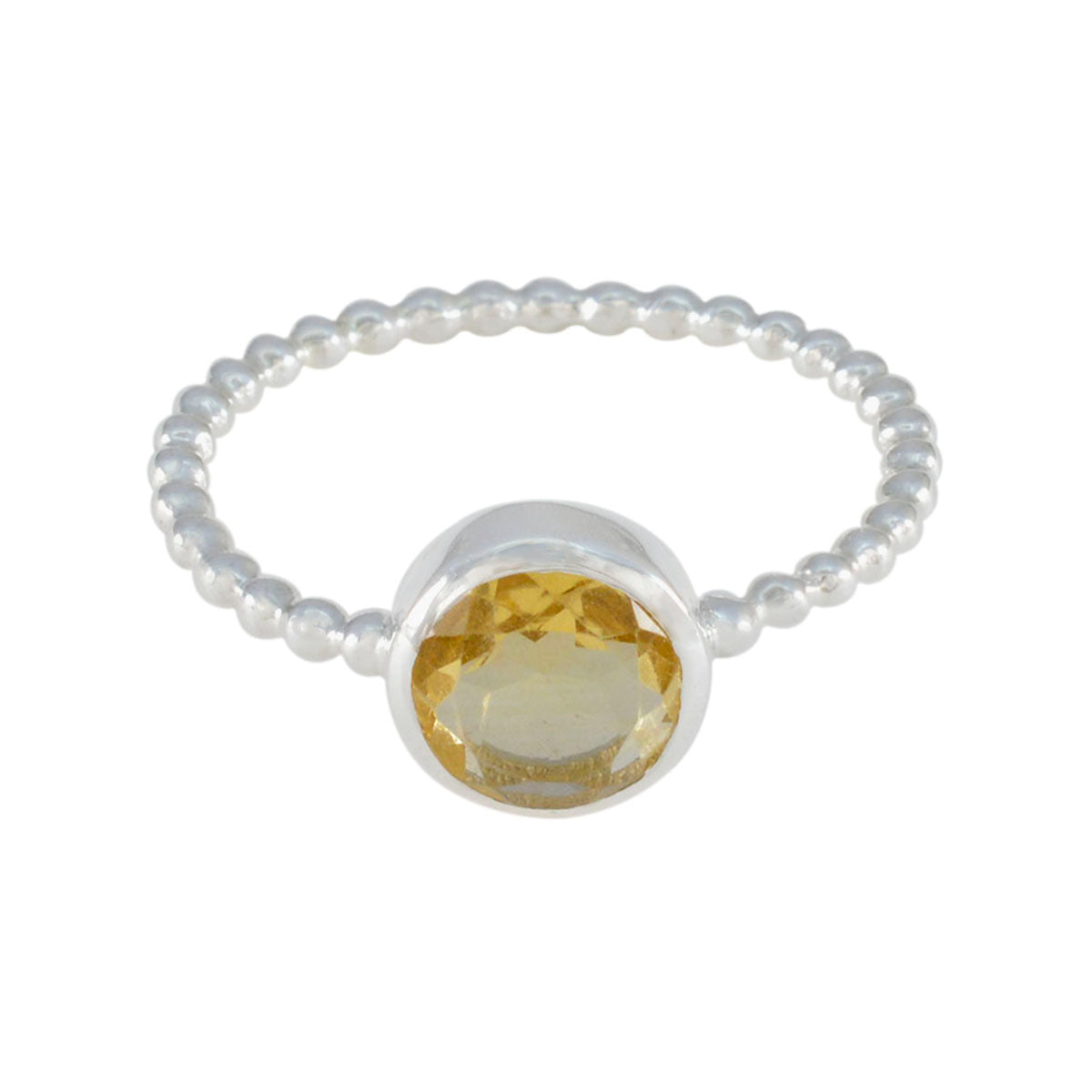 Citrine Solitaire Japanese Silver Yellow Gemstones Delicate Twist Ring Jewellery Main image