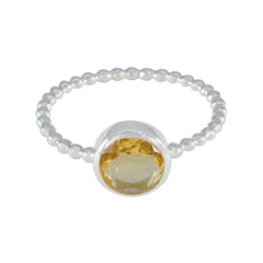 Citrine Solitaire Japanese Silver Yellow Gemstones Delicate Twist Ring Jewellery