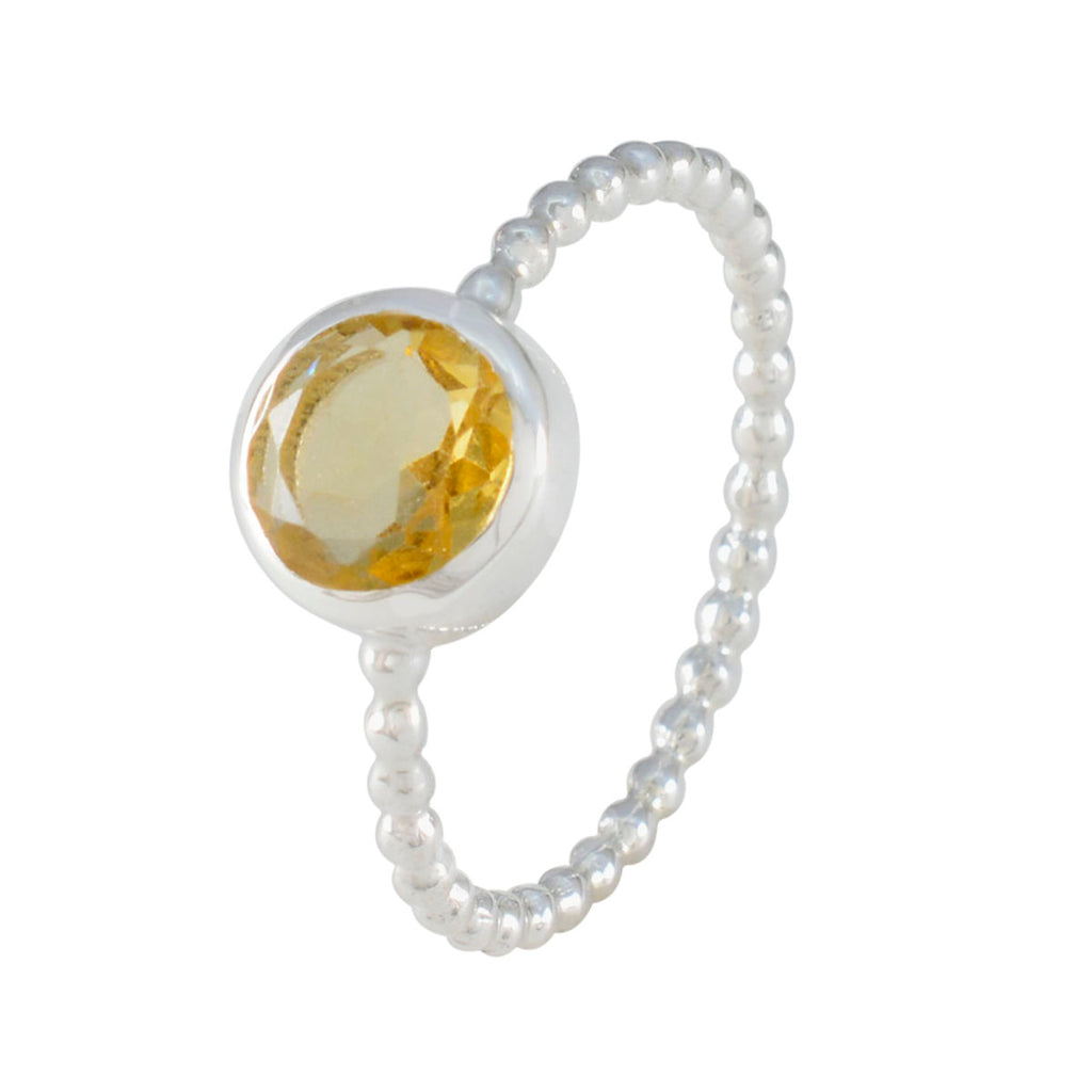 Citrine Solitaire Japanese Silver Yellow Gemstones Delicate Twist Ring Jewellery