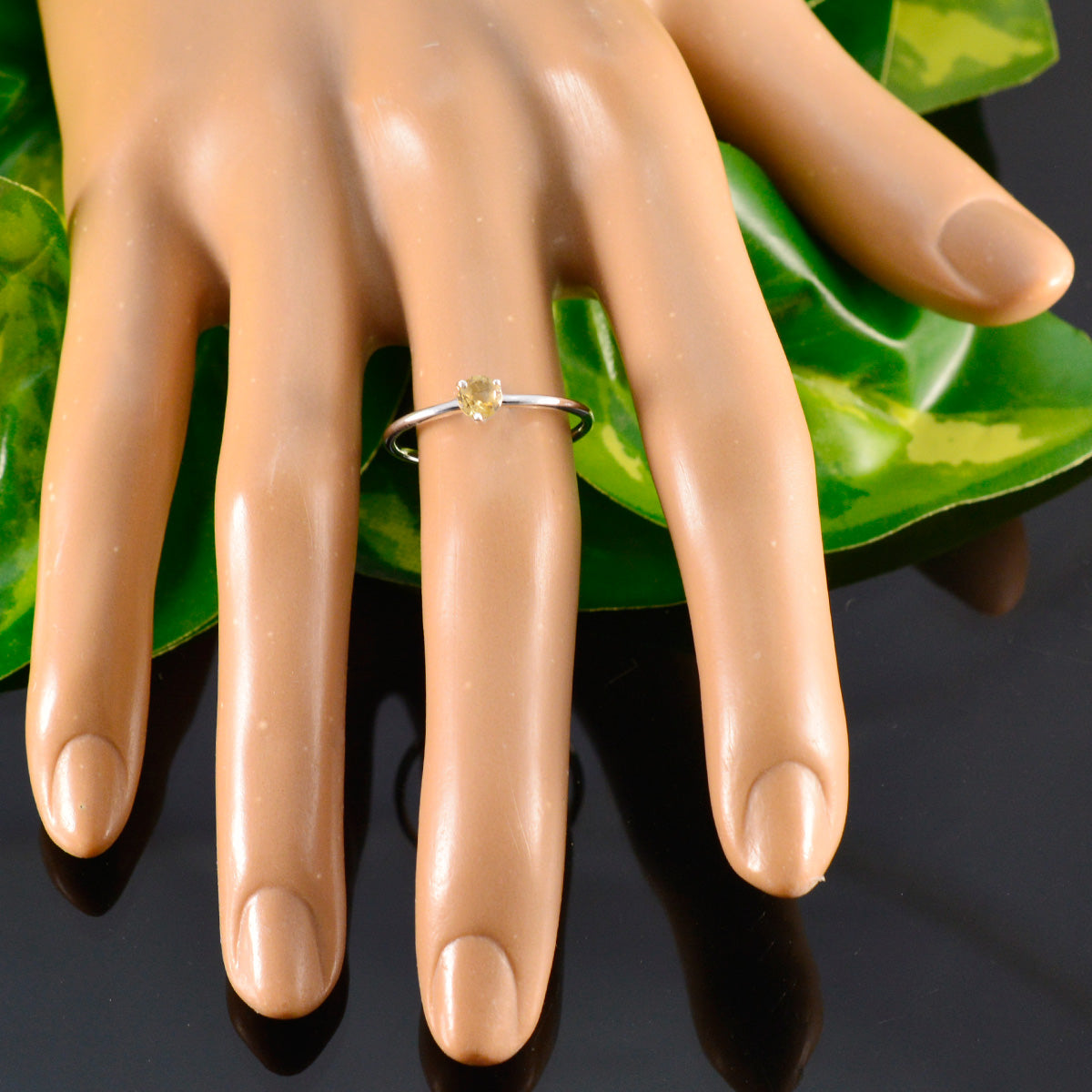 Citrine Solitaire American 925 Sterling Silver Yellow Gemstone Minimalist Feminine Ring Jewellery