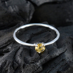 Citrine Solitaire American 925 Sterling Silver Yellow Gemstone Minimalist Feminine Ring Jewellery